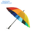 Merchandise Gifts Promotional High Quality Fashion Big Size 16 Ribs Cheap Advertising Rainbow Golf Umbrella with Plastic Handle